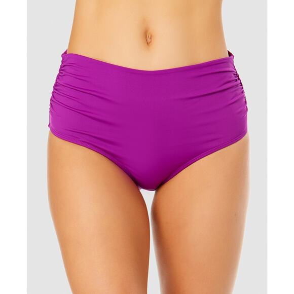 Anne Cole Women's Hi Waist Shirred Bottom, Fucsia, Size S 0469 - Picture 1 of 2